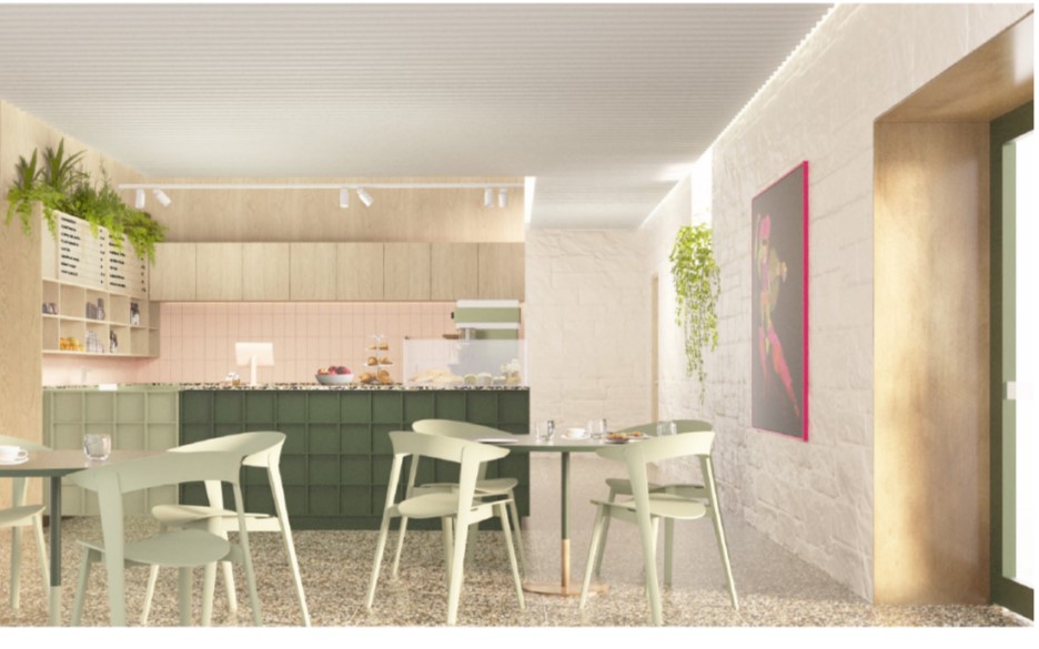 Artist's impression of the library cafe.