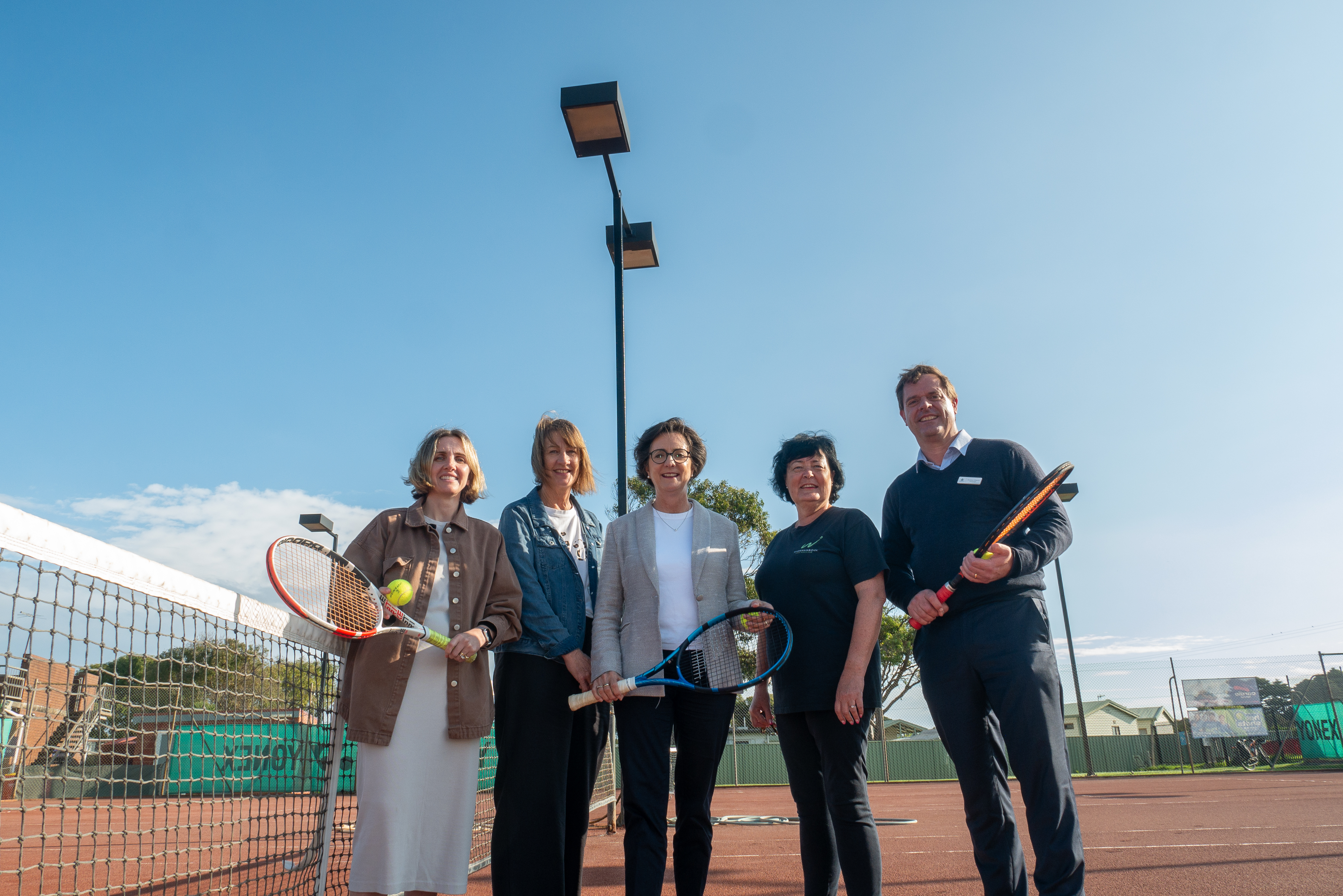 Cr Angie Paspaliaris, club grants officer Claire Pritchard, MP Jacinta Ermacora, club president Kim Tobin and Council CEO Andrew Mason