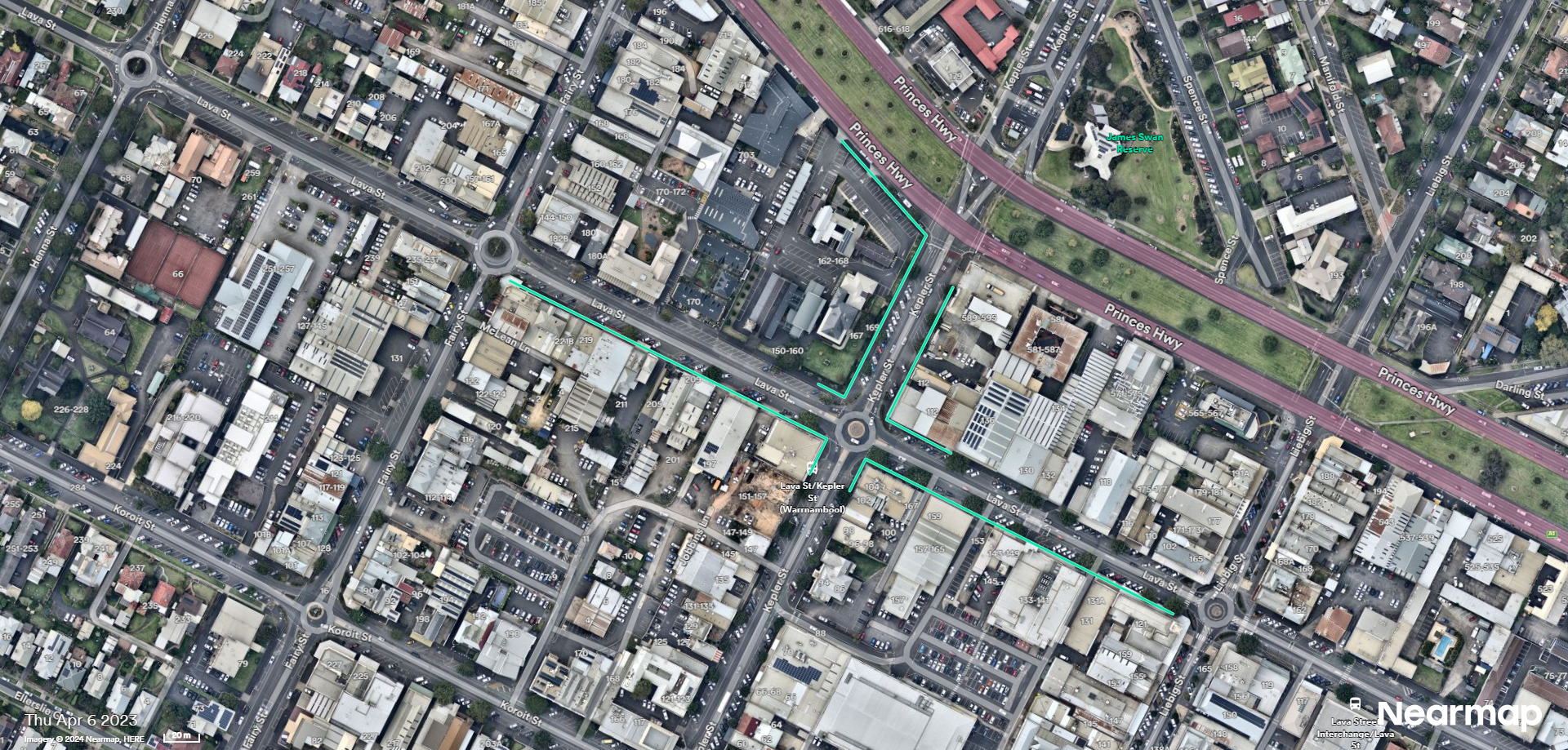 Footpath renewal sections shown in green