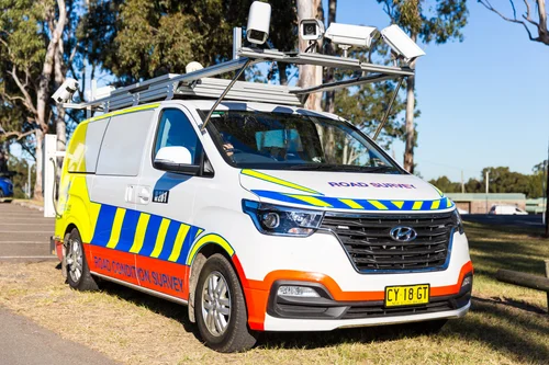 Road condition survey vehicle.