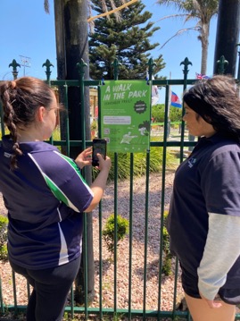 Students completing the scavenger hunt trail developed by Green Futures Now!