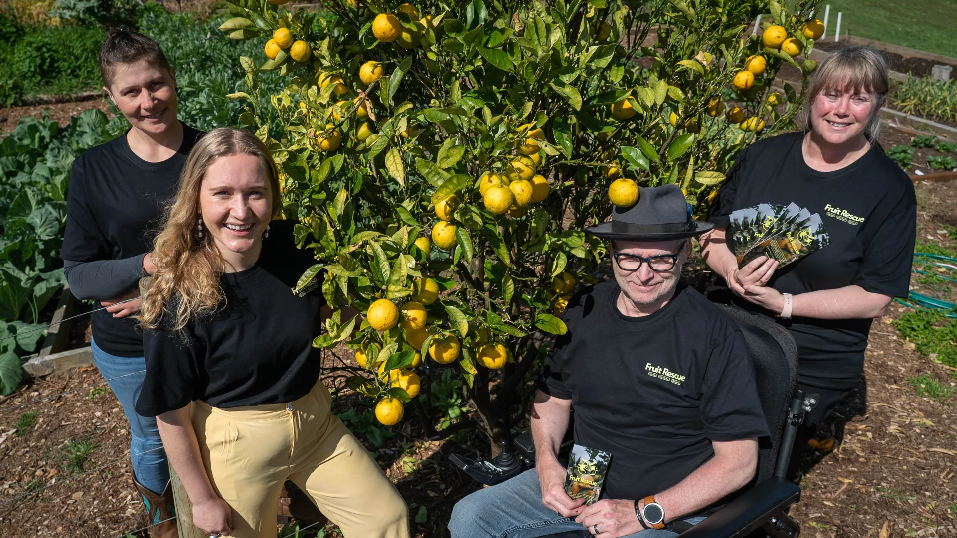Fruit Rescue members Claudia Klunker, Courtney Mathew, Mark Barling and Alex Stoupas