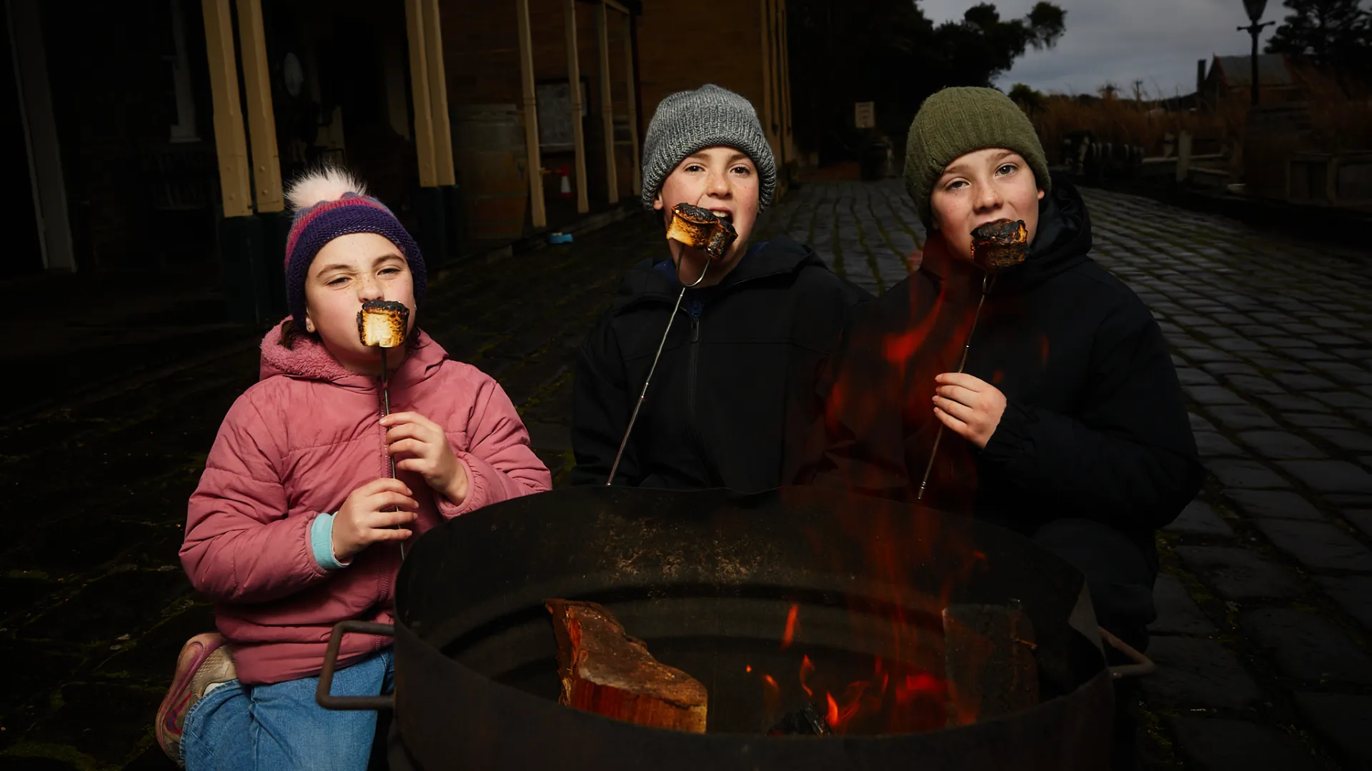 Grace, Henry and William Saker get an early taste of Fire Night