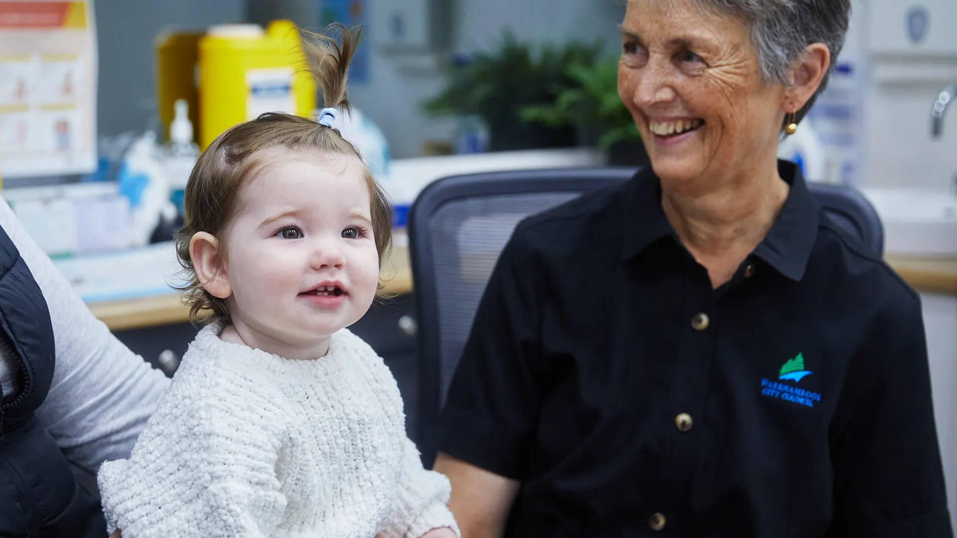 Warrnambool City Council Coordinator Immunisation Maria Zerbe with one-year-old Mackenzie