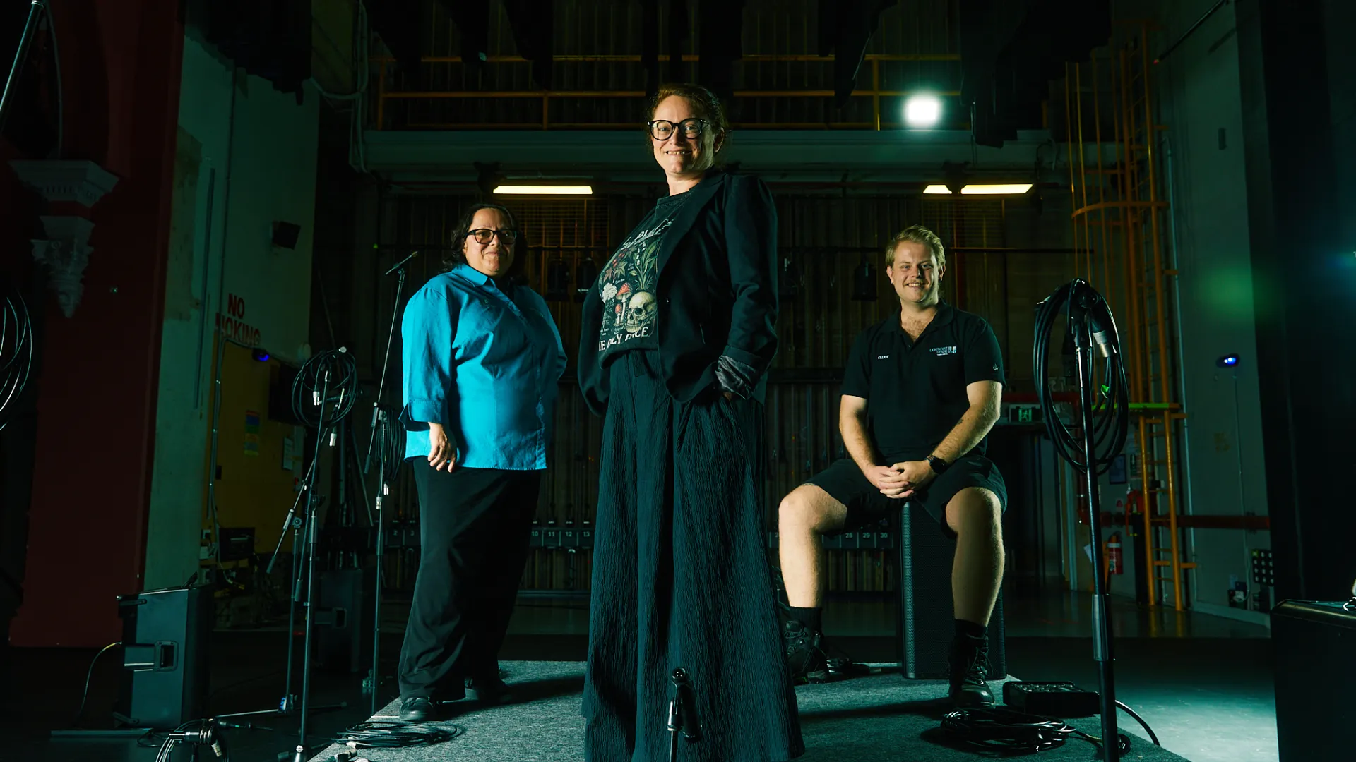Ticketing Services Supervisor Megan Couch, Lighthouse Theatre Manager Meg Deyell and Theatre Technician Elliot Cooper