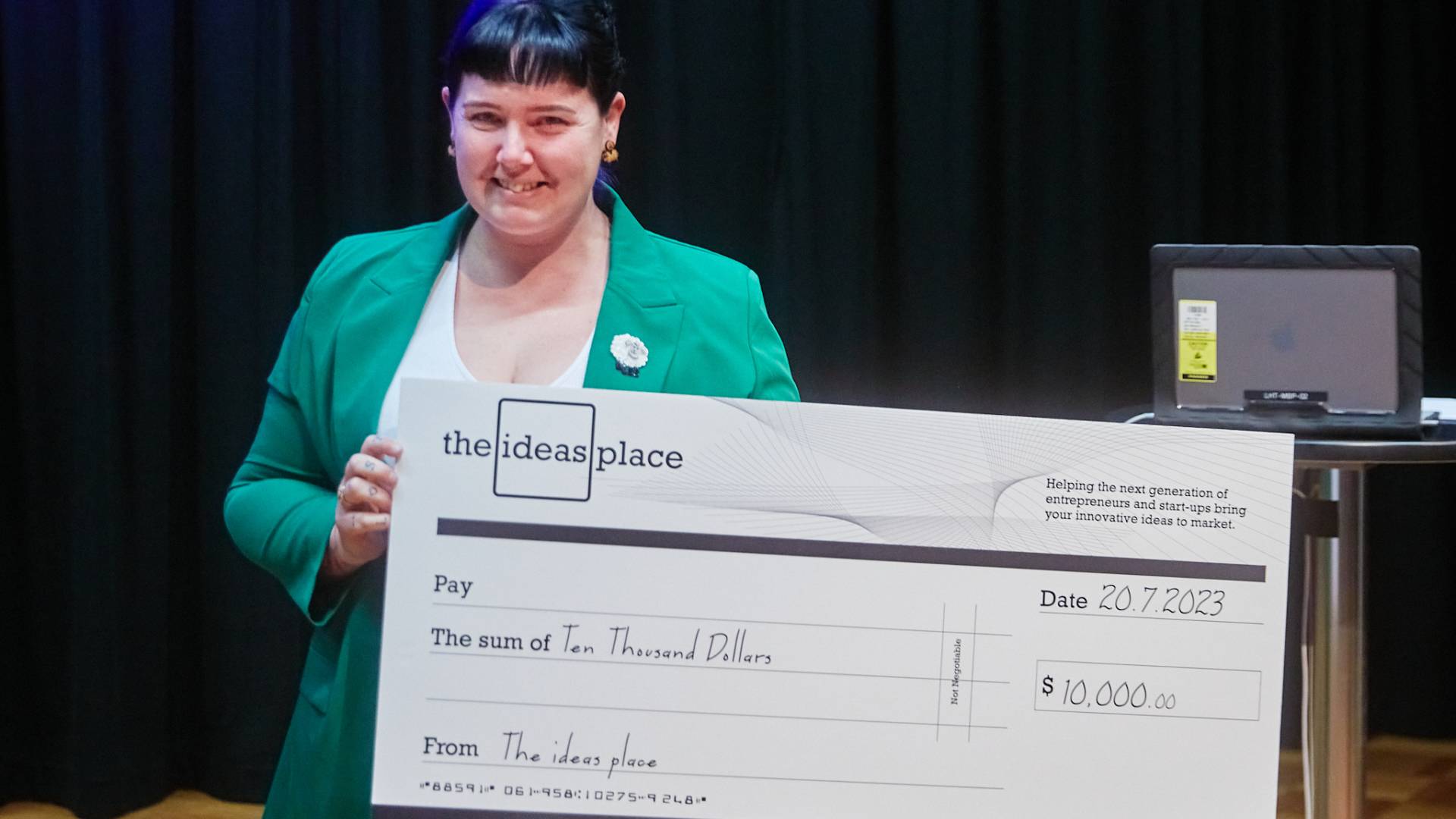 Sherri Symons at the Ideas Place Pitch Night in July