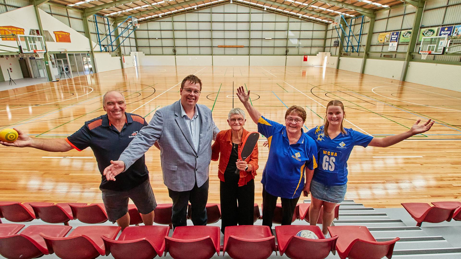 George Draffen, Mayor Ben Blain, Val Bertrand, Marg Morgan and Emelia Kelly