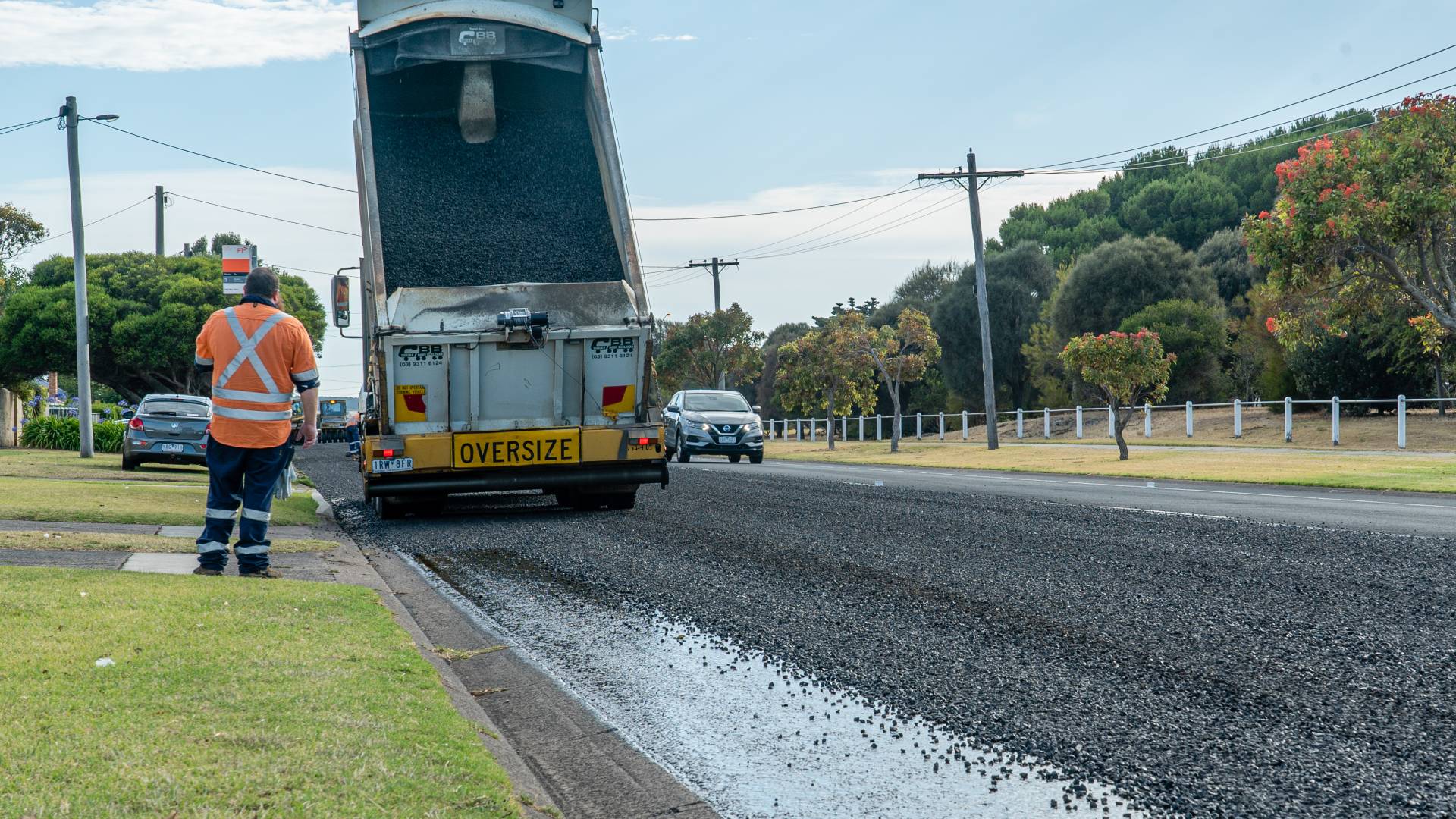 Road resealing on Cramer Street