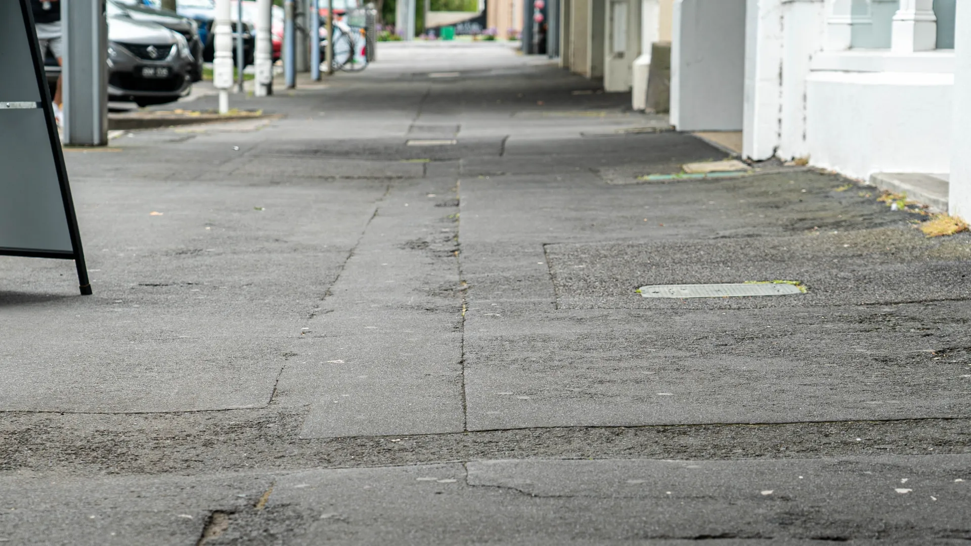Asphalt footpath on Timor Street