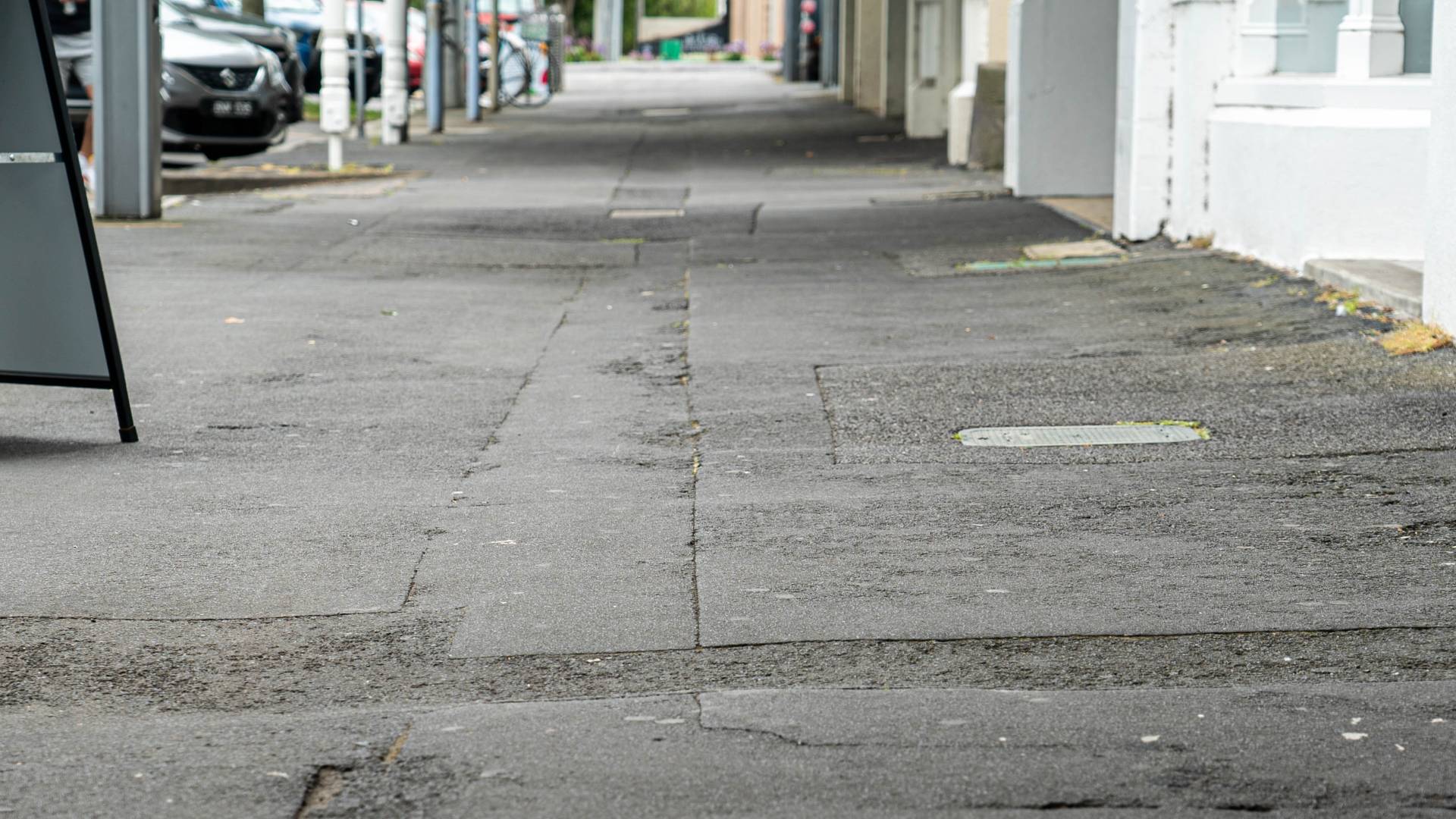 Asphalt footpath on Timor Street