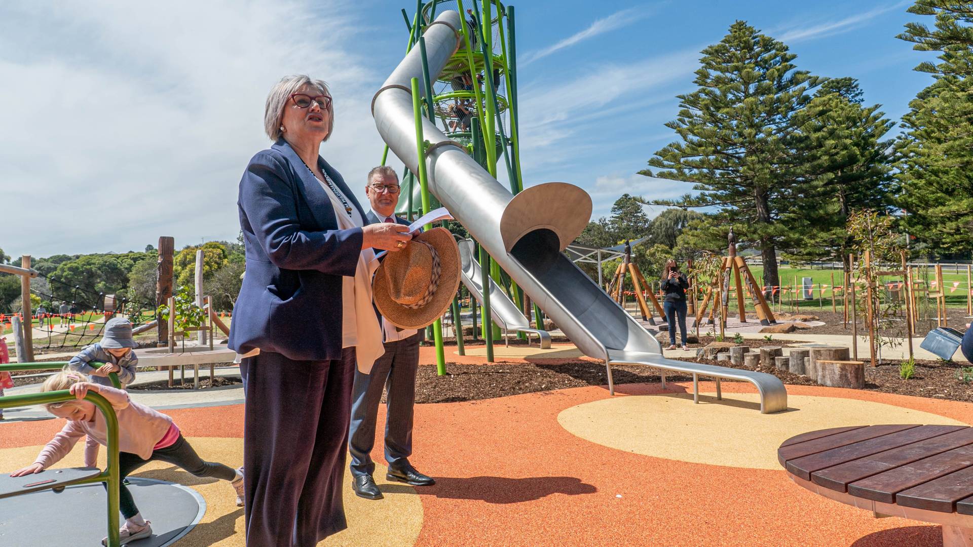 Mayor Debbie Arnott at the new playground