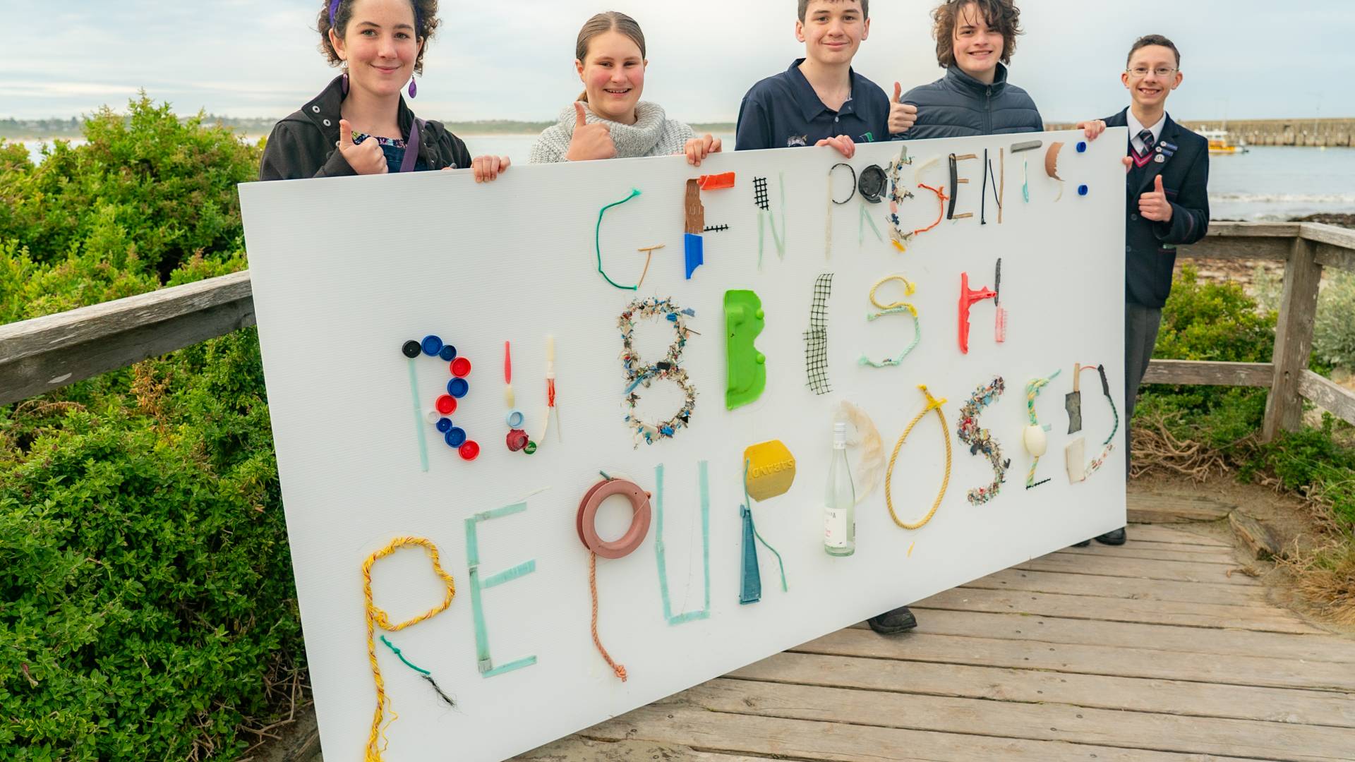 Green Futures Now members Amelia Dumesny, Maisy Rowe, Patrick Stuart, Edward Higgins and Nikolas Keramaris