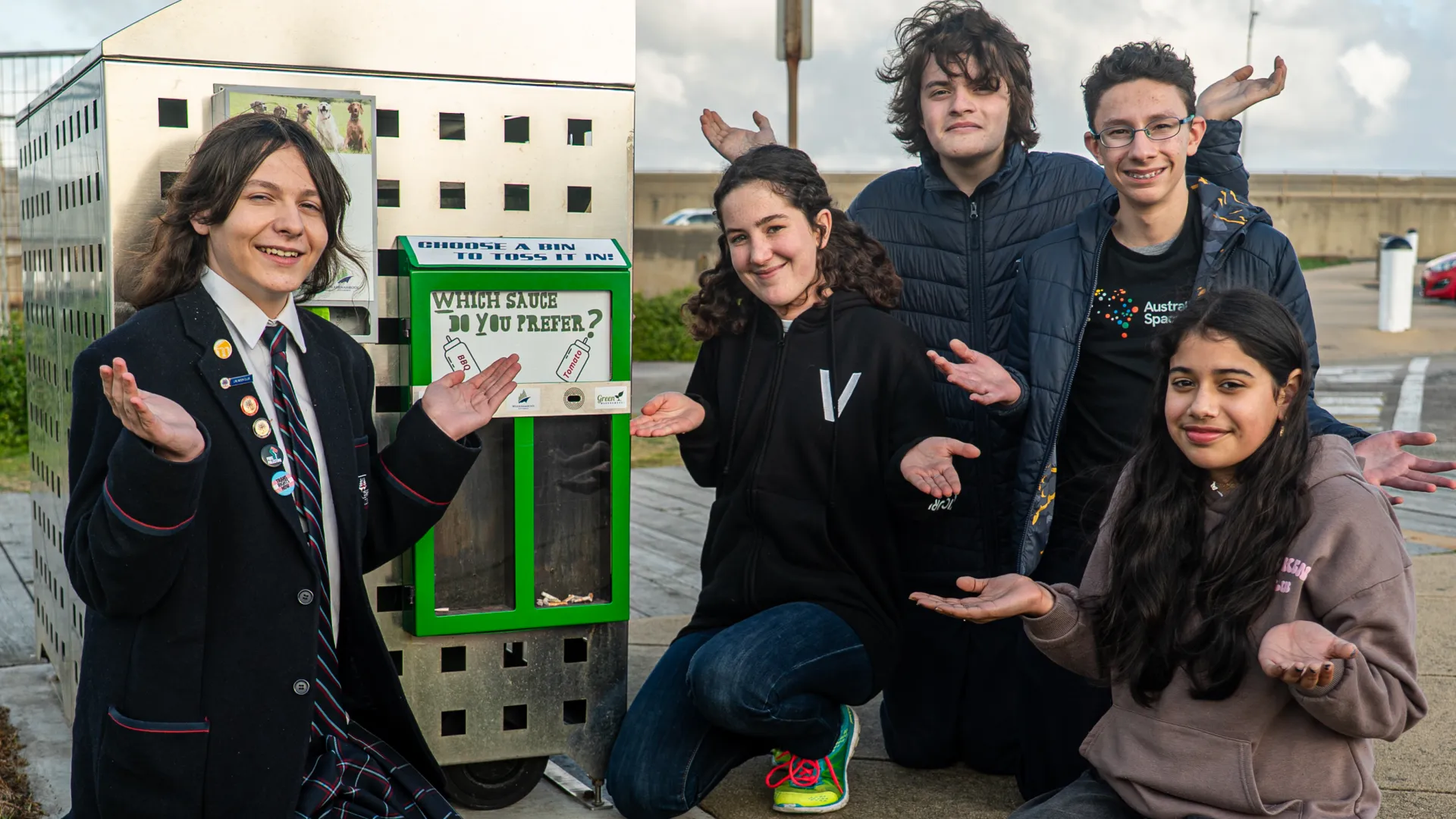 Green Futures Now members Amelia Quinn, Amelia Dumsney, Edward Higgins, Nikolas Keramaris and Onaya Senarath