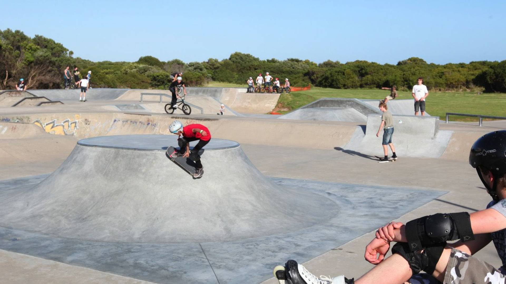 Children on skateboards