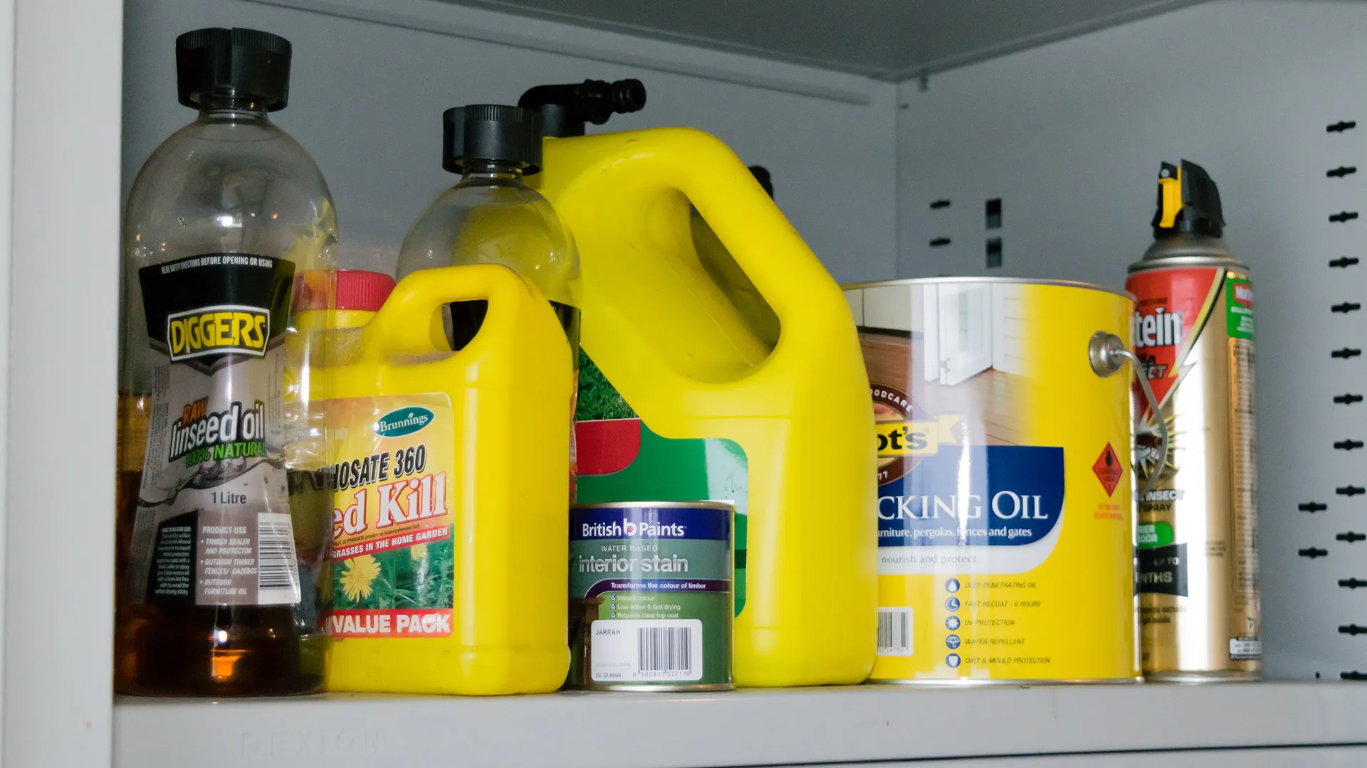 Chemicals in cupboard