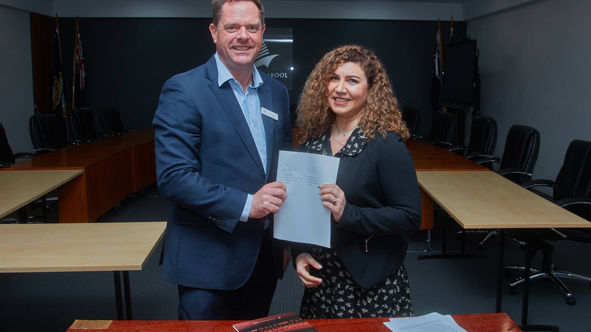 Council CEO Andrew Mason with Talent Beyond Boundaries Australia-NZ Director of Operations Louna Ghawi.