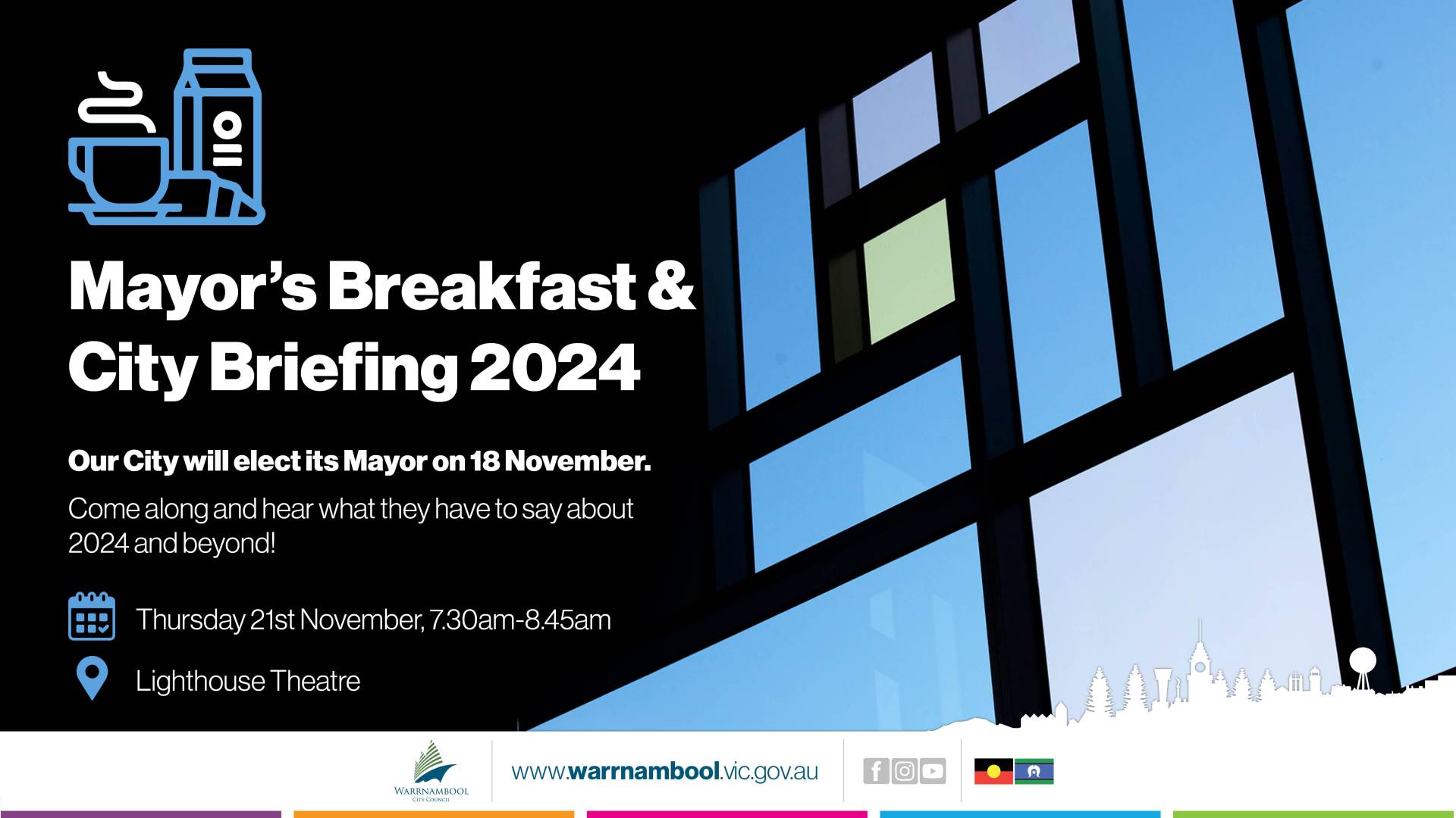 Promo for Mayor's breakfast on November 21, 2024.
