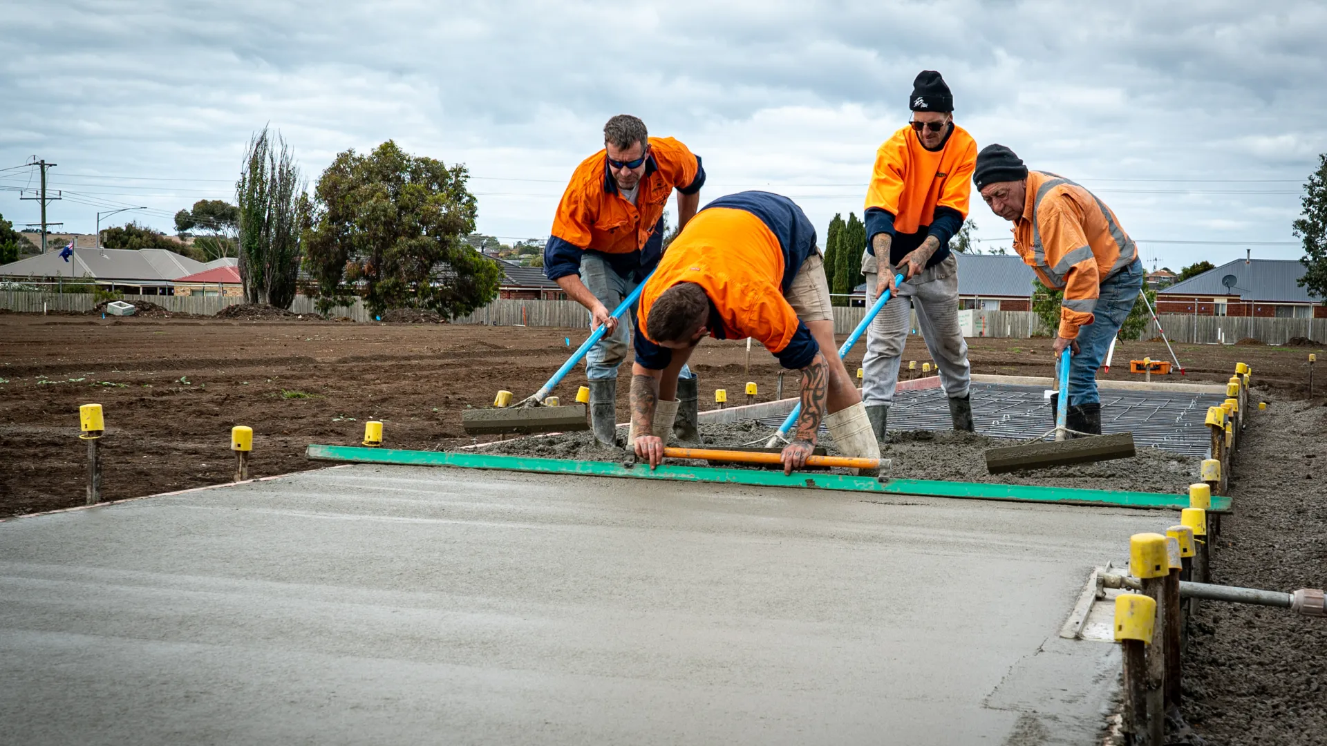 Concrete pouring for the synthetic cricket pitch