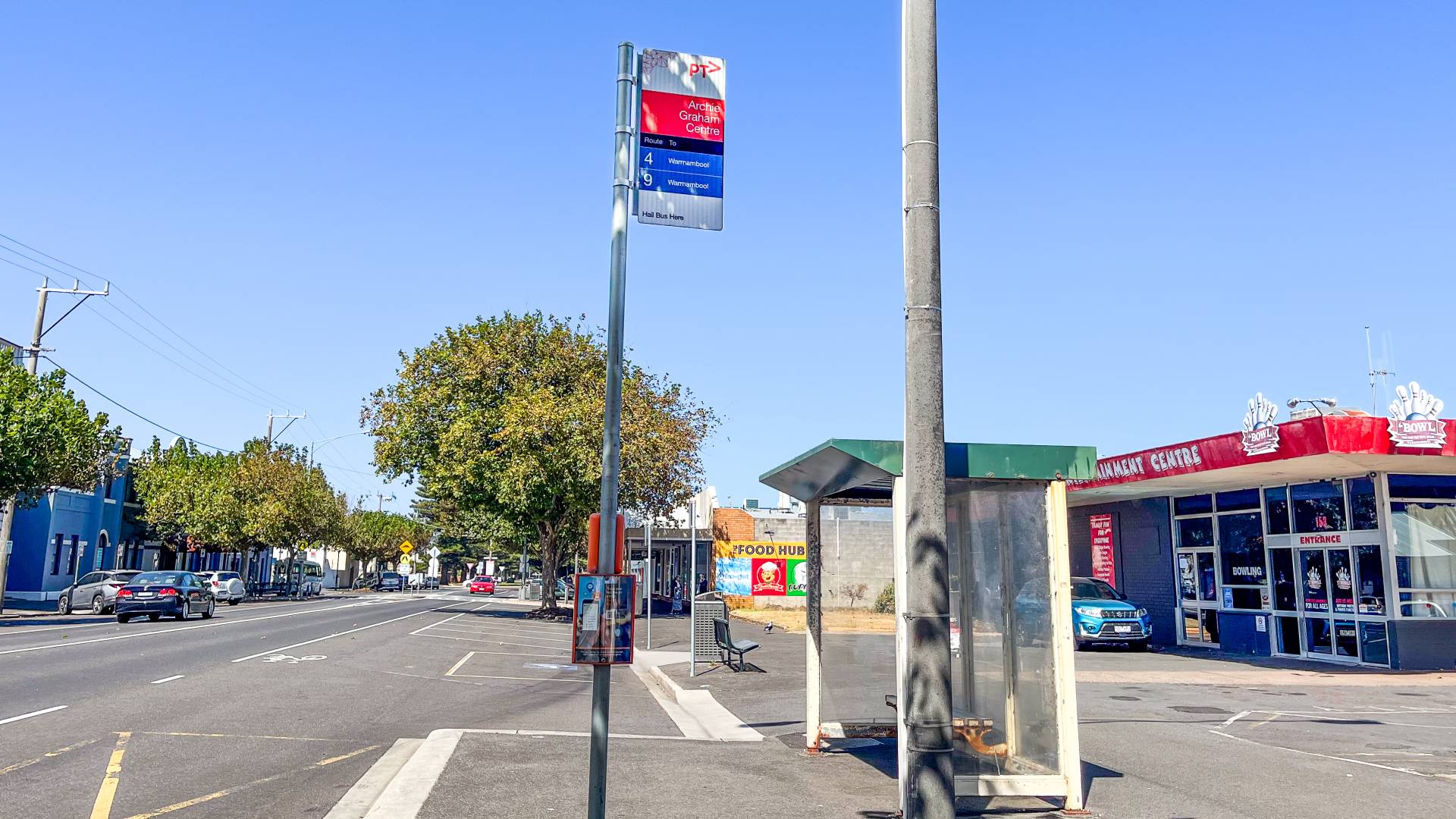 A Public Transport Victoria bus stop in Warrnambool.