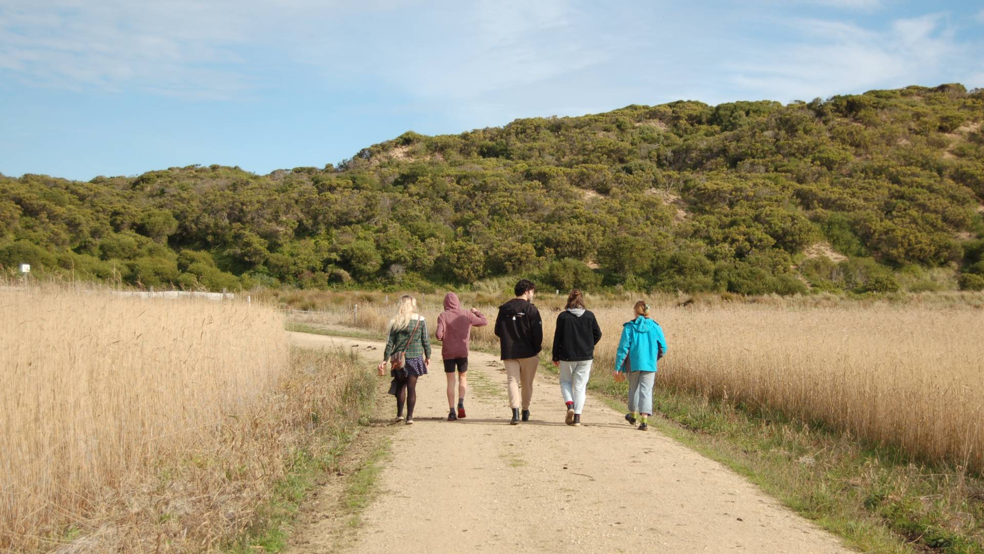 Teenagers in landscape