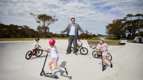 Mayor Ben Blain at the new pump track