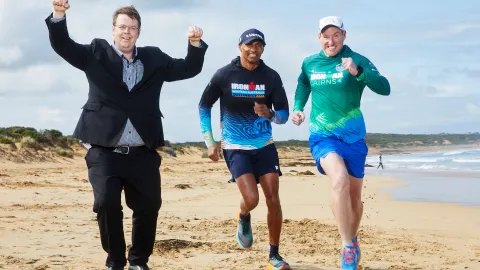 Warrnambool Mayor Ben Blain with Andrew Nadaraj and Ian Barnes.