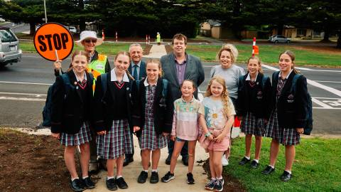 Supporters of the new supervised school crossing on Raglan Parade
