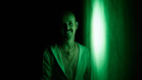 Jimmi Buscombe at the Warrnambool glow wall