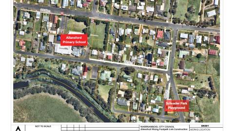 Plan showing footpaths to be built in Allansford.