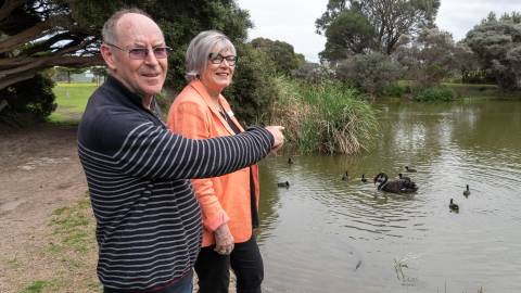 Birdlife Warrnambool Secretary Graham Dixon and Warrnambool Mayor Debbie Arnott