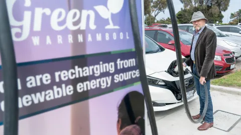 Cr Richard Ziegeler at the new electric charging station