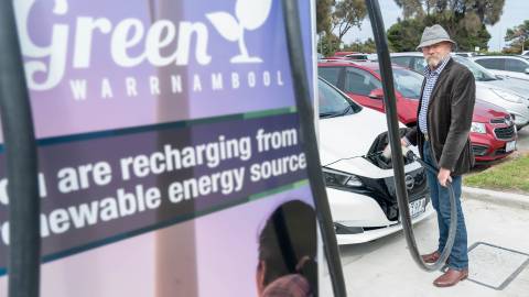 Cr Richard Ziegeler at the new electric charging station