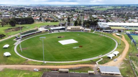 Line marking in progress at Reid Oval