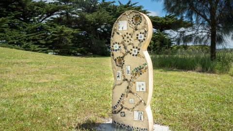 A marker on the Victoria Park orienteering art trail