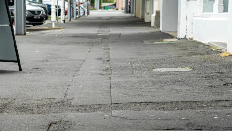 Asphalt footpath on Timor Street