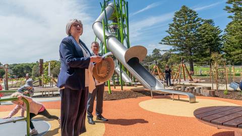 Mayor Debbie Arnott at the new playground