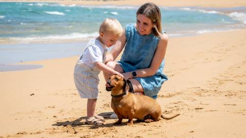 Cr Angie Paspaliaris with her son Jack and dog Ollie