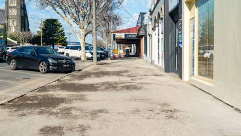 The section of Lava Street to be asphalted at night