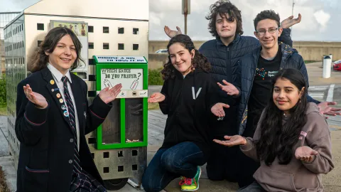 Green Futures Now members Amelia Quinn, Amelia Dumsney, Edward Higgins, Nikolas Keramaris and Onaya Senarath