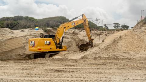  Excavator working on beach access at McGennans car park