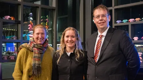 Tonia Wilcox and Courtney Mathew from the Warrnambool Community Garden with Mayor Ben Blain
