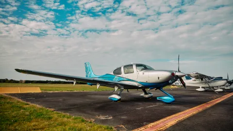 Light plane on the tarmac at Warrnambool Regional Airport.
