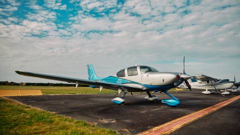 Light plane on the tarmac at Warrnambool Regional Airport.