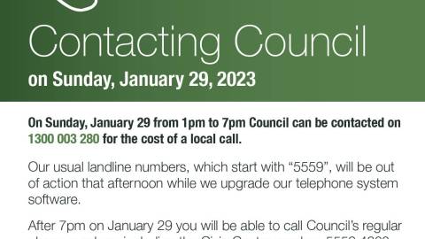 Contacting Council on January 29.