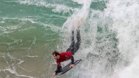 Bodyboarder in action