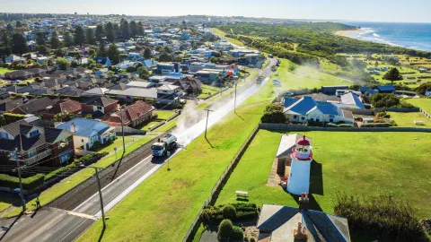 Road resealing in Warrnambool.