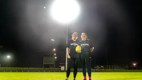 Warrnambool players Lucy Quinn and Jess Adams