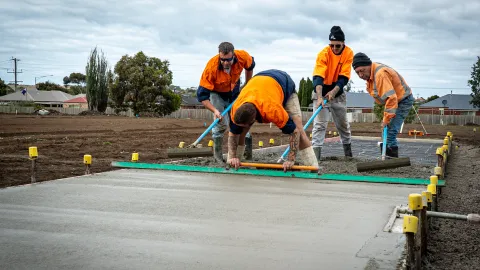 Concrete pouring for the synthetic cricket pitch