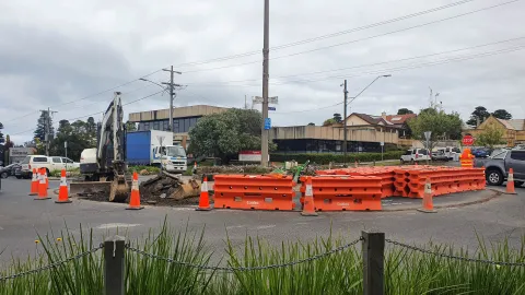 Work is under way at the intersection of Koroit and Fairy streets.