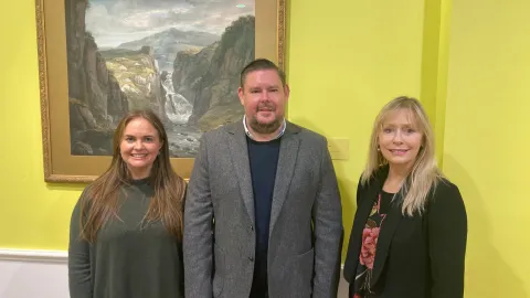 Flagstaff Hill curator Justin Croft flanked by Creative Victoria Senior Project Officer Emma Harvey and Senior Program Manager Julie Cotter 